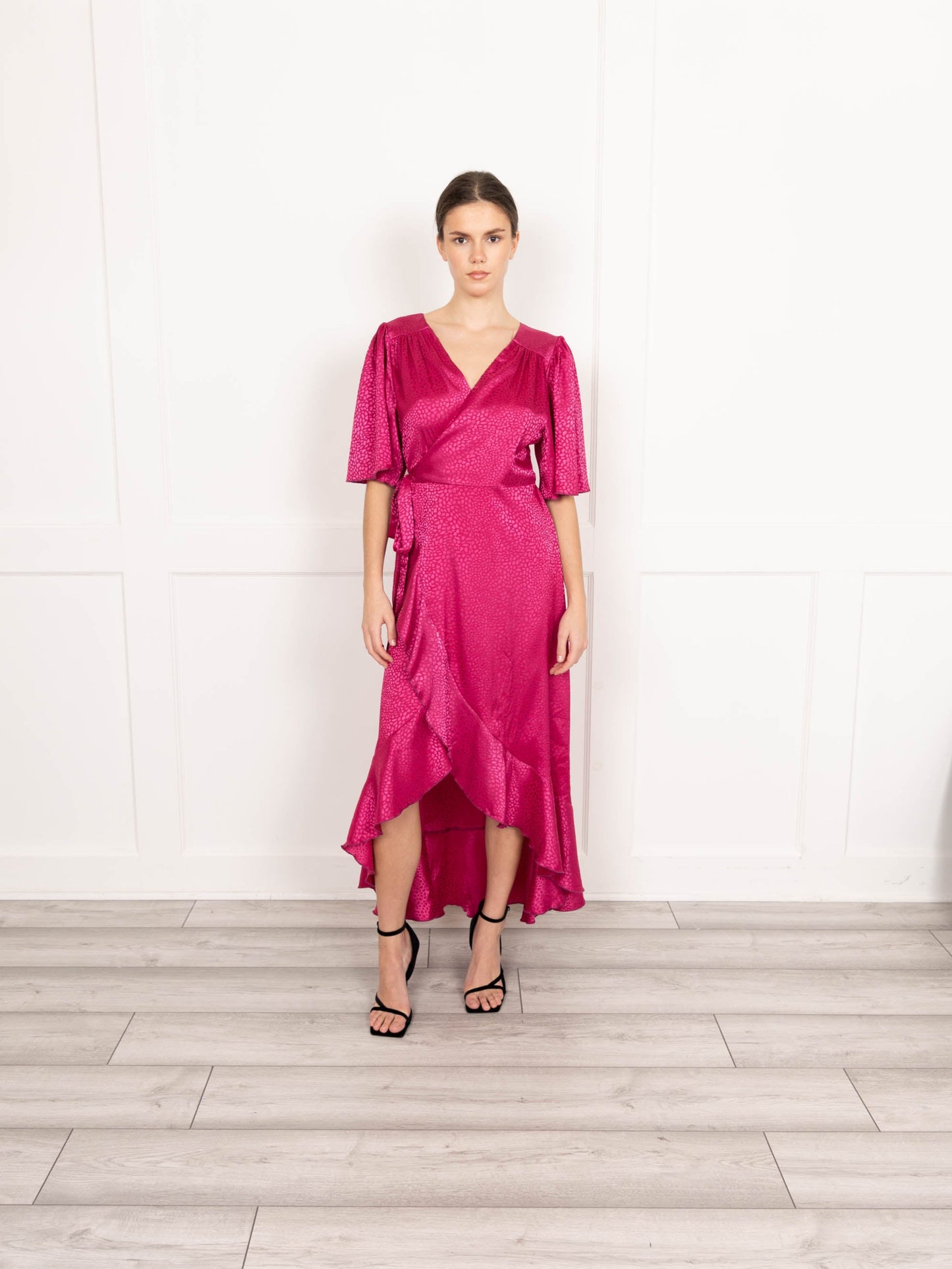 Flounce London Pink Wrap Dress