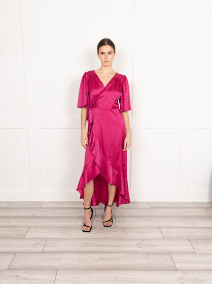 Flounce London Pink Wrap Dress