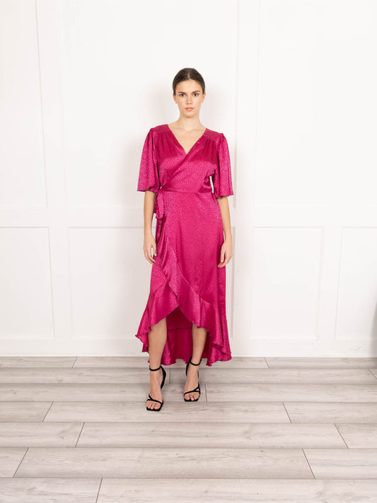 Flounce London Pink Wrap Dress