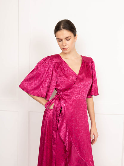 Flounce London Pink Wrap Dress